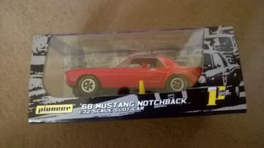 PIONEER 68 FORD MUSTANG NOTCHBACK J-CODE SLOT CAR. 1 of 3. DECOR SAMPLE.