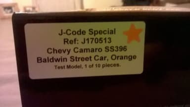 PIONEER J-CODE SPECIAL CHEVY CAMARO SS396 BALDWIN STREET SLOT CAR. 1 OF 10.