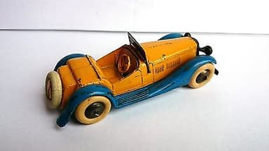 RARE PRE-WAR DINKY N°24 H 2 SEAT ROADSTER YELLOW/BLUE 1938-39 ALL ORIGINAL