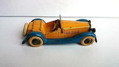 RARE PRE-WAR DINKY N°24 H 2 SEAT ROADSTER YELLOW/BLUE 1938-39 ALL ORIGINAL