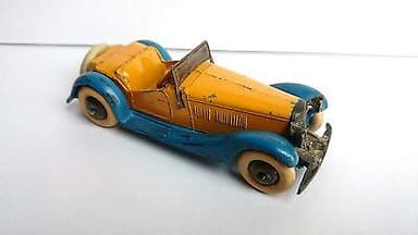 RARE PRE-WAR DINKY N°24 H 2 SEAT ROADSTER YELLOW/BLUE 1938-39 ALL ORIGINAL