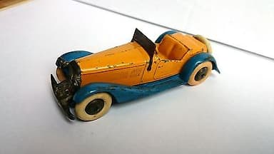 RARE PRE-WAR DINKY N°24 H 2 SEAT ROADSTER YELLOW/BLUE 1938-39 ALL ORIGINAL