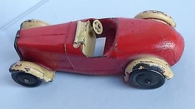 RARE PRE-WAR LEAD DINKY N°22A CREAM/RED 2 SEAT OPEN ROADSTER 1933 ALL ORIGINAL