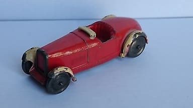 RARE PRE-WAR LEAD DINKY N°22A CREAM/RED 2 SEAT OPEN ROADSTER 1933 ALL ORIGINAL