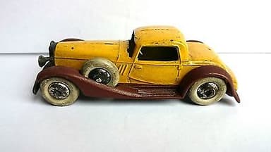 RARE PREWAR DINKY TOYS N°24 F SPORTSMAN COUPE YELLOW/MAROON 1935 ALL ORIGINAL
