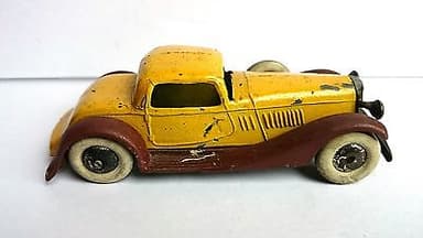 RARE PREWAR DINKY TOYS N°24 F SPORTSMAN COUPE YELLOW/MAROON 1935 ALL ORIGINAL