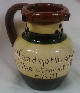 RARE WELSH POWELL\'S BUCKLEY POTTERY ANTIQUE MOTTO WARE PUZZLE JUG c.1900 (wo)