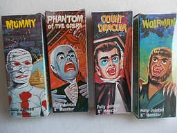 SET OF 4 LINCOLN MONSTERS 8" FIGURES BOXED PHANTOM, WOLFMAN, DRACULA, MUMMY,