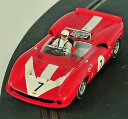 SLOT CAR, SCALEXTRIC; MONOGRAM/REVELL; LOLA T70 CAN-AM SURTEES WITH DISPLAY CASE