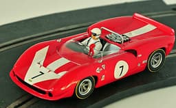 SLOT CAR, SCALEXTRIC; MONOGRAM/REVELL; LOLA T70 CAN-AM SURTEES WITH DISPLAY CASE