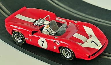 SLOT CAR, SCALEXTRIC; MONOGRAM/REVELL; LOLA T70 CAN-AM SURTEES WITH DISPLAY CASE