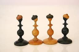 Antique Austrian Biedermeier Chess Set w.o. Inlayed Box, c.1840
