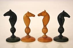 Antique Austrian Biedermeier Chess Set w.o. Inlayed Box, c.1840