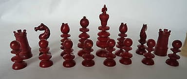 ORIGINAL GEORGE III 1812 ANTIQUE "CATTLE BONE" STAINED CHESS SET ELIZABETH SMITH