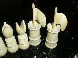 Stunning Antique COW BONE Carved Chess Set ~Detailed and Beautiful~