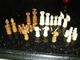 Stunning Antique COW BONE Carved Chess Set ~Detailed and Beautiful~
