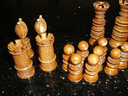 Stunning Antique COW BONE Carved Chess Set ~Detailed and Beautiful~