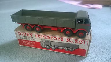 DINKY TOYS 501 FODEN 8 WHEEL DIESEL WAGON GREY/RED ORIGINAL BOXED