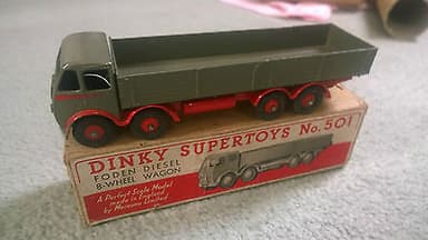 DINKY TOYS 501 FODEN 8 WHEEL DIESEL WAGON GREY/RED ORIGINAL BOXED
