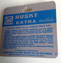 Husky Man from UNCLE PIRHANA spy car with repro missile, card and bubble