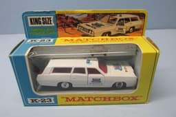 Matchbox King Size  K-23 Rare Mercury Police Commuter White / Police Labels