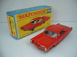 RARE "F" Type Boxed Lesney Matchbox Series 1-75 Red Pontiac GP Coupe No 22c
