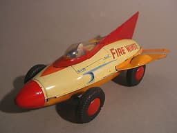 SAN MARUSAN Japan Fire Wings Space Rocket Car Robot Vintage Tin Toy Car 1950