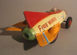 SAN MARUSAN Japan Fire Wings Space Rocket Car Robot Vintage Tin Toy Car 1950