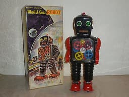 TIN TOYS JAPAN GEAR ROBOT TAIYO BATTERY OPERATED VINTAGE RARE WITH BOX