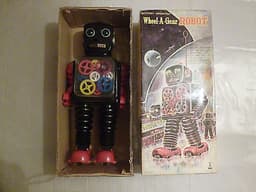 TIN TOYS JAPAN GEAR ROBOT TAIYO BATTERY OPERATED VINTAGE RARE WITH BOX