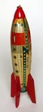 VINTAGE MARUSAN JAPAN TIN SPARKLING HIGH SPEED SPACE ROCKET ROBOT THE MOON ZX-8