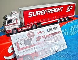 1:50 Irish Tekno truck SUREFREIGHT Scania 143m V8 450 + Curtainsider + Cert