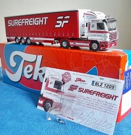 1:50 Irish Tekno truck SUREFREIGHT Scania 143m V8 450 + Curtainsider + Cert
