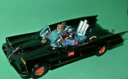 Batman-Corgi 267 Batmobile 1960\'s with box, red wheels, black gloss.