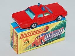 Matchbox Superfast No59b Mercury Fire Chief - Red/ EXTREMELY RARE BLUE Windows