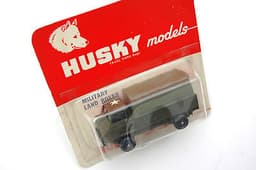 Mint HUSKY models No.21 MILITARY LAND ROVER TRUCK in worn red blister card