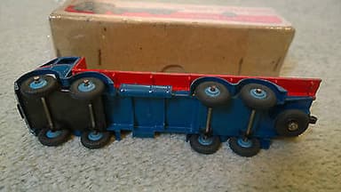 RARE DINKY TOYS 502 FODEN FLAT TRUCK BLUE/RED 1ST TYPE ORIGINAL BOXED