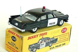 Vintage Original Dinky Toys Dodge Royal Sedan USA Police Car No 258 VGC Boxed.
