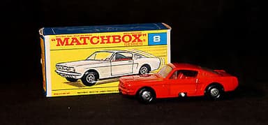 8E Ford Mustang  Fastback Orange Red Body with Red Interior with box Matchbox