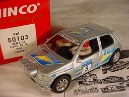 Ninco Renault Clio 16v #5 50103 Diac Silver Rallye MB slot car.