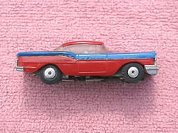 PLAYCRAFT: VINTAGE - SALOON SLOT-CAR - RED & BLUE - WORKING MOTOR - GOOD ORDER