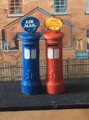 PRE-WAR DINKYS FROM SET 12. GPO & AIRMAIL POST BOXES, POSTMAN & TELEGRAPH BOY.