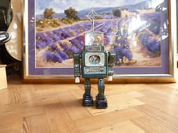 RARE VINTAGE 1960S JAPENESE ALPS CO TELEVISION ROBOT BATT OPP TIN PLATE WORKING