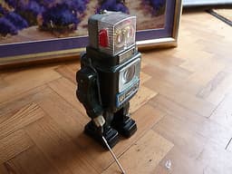 RARE VINTAGE 1960S JAPENESE ALPS CO TELEVISION ROBOT BATT OPP TIN PLATE WORKING