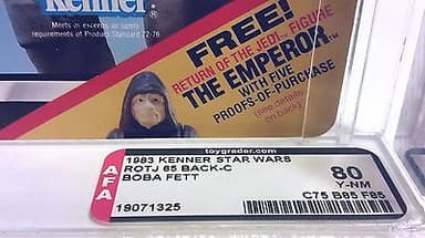 VINTAGE STAR WARS MOC BOBA FETT ROTJ 1983 AFA 80 *UNPUNCHED* *NICE*