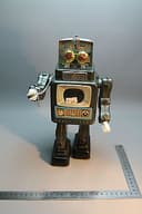 Vintage Tinplate Battery Operated TV Robot In Fair Condition Not Working (