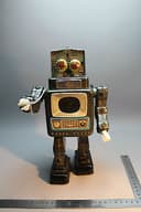 Vintage Tinplate Battery Operated TV Robot In Fair Condition Not Working (