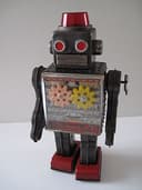 VINTAGE TINPLATE CLOCKWORK GEAR ROBOT  JAPAN