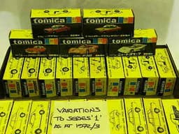 14no. Vintage Tomica Die Cast Toys, First Series (Variations), Mint and Boxed