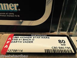 1980 Star Wars AFA Graded 80 Kenner Darth Vader ESB 41 Back-D Empire Strikes